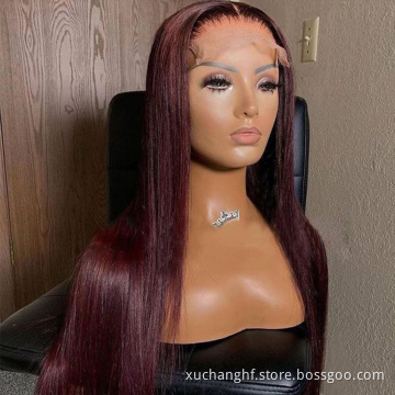 4x4 13X4 Color 99j Red Burgundy 180% Virgin Wig Black Burgundy Hd Transparent Lace Front Wig Brown Blond Ombre Human Hair Wig